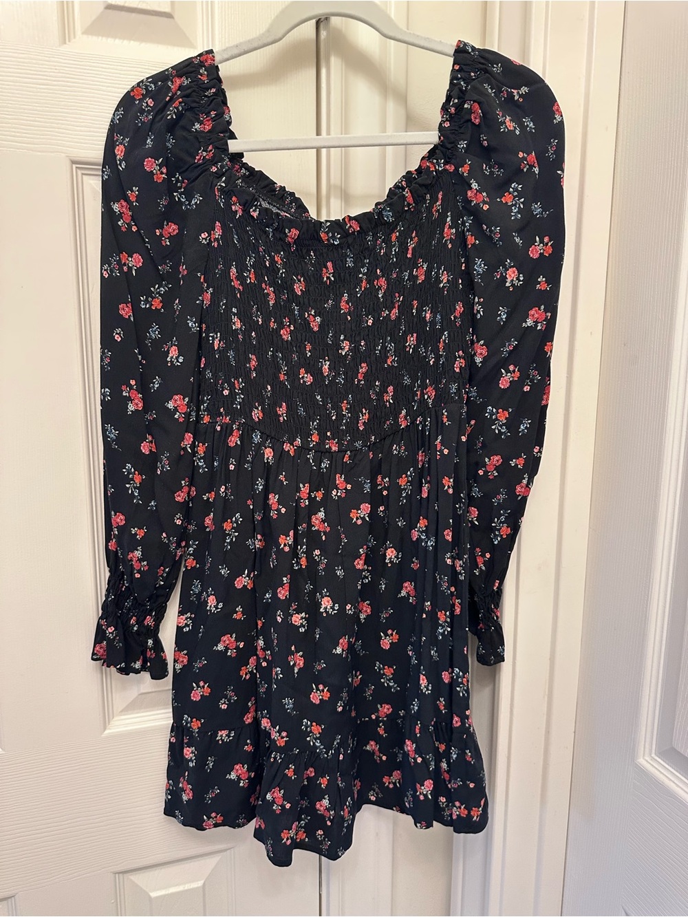 wild fable Black Floral Smocked Mini Dress